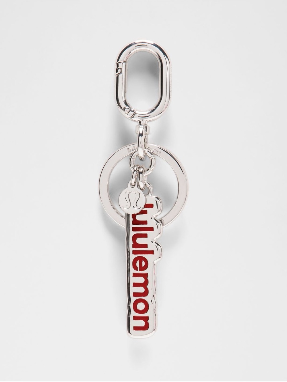 lululemon athletica Silver Keyring with Red Logo Bar